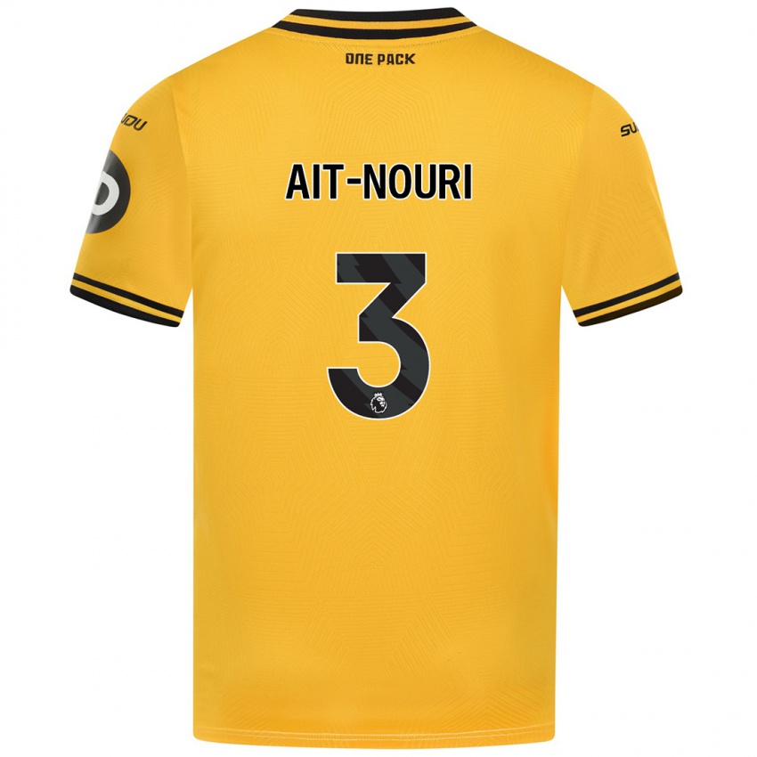 Børn Rayan Ait Nouri #3 Gul Hjemmebane Spillertrøjer 2024/25 Trøje T-Shirt