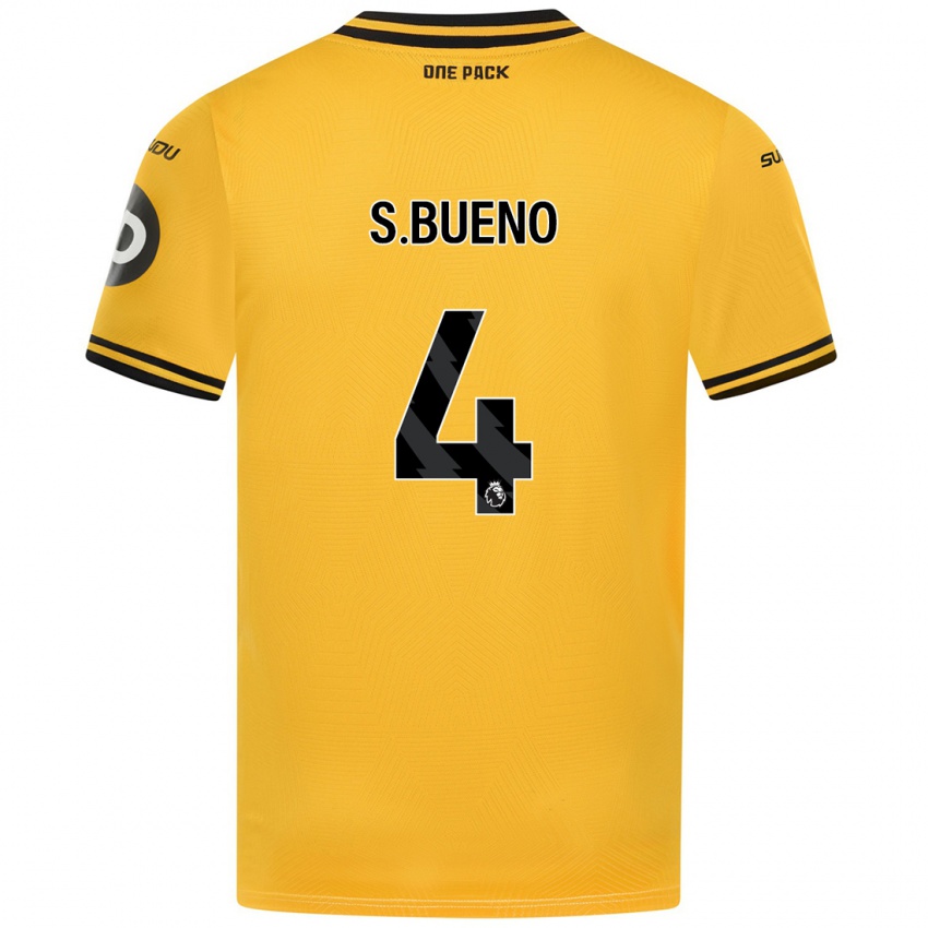 Børn Santiago Bueno #4 Gul Hjemmebane Spillertrøjer 2024/25 Trøje T-Shirt