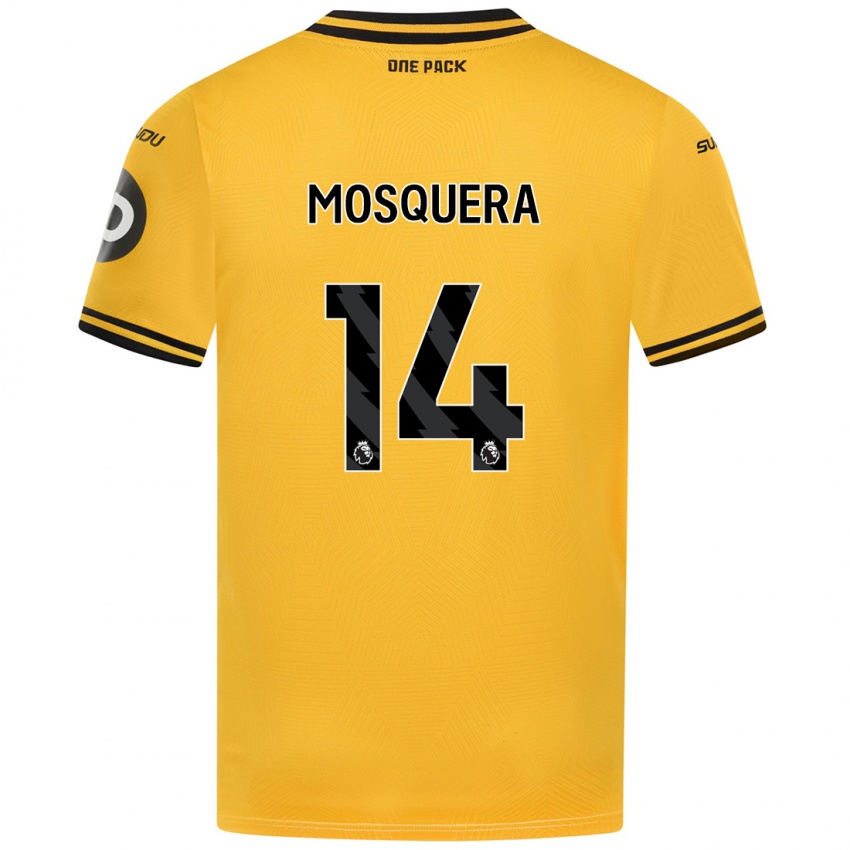 Børn Yerson Mosquera #14 Gul Hjemmebane Spillertrøjer 2024/25 Trøje T-Shirt