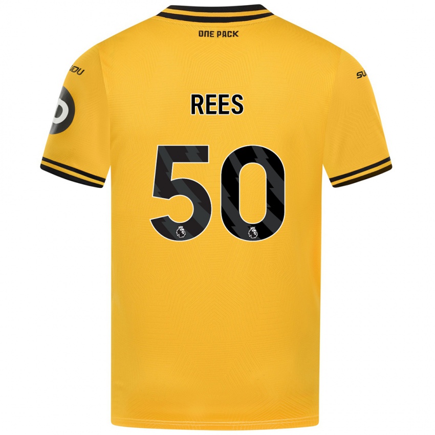 Børn Mason Rees #50 Gul Hjemmebane Spillertrøjer 2024/25 Trøje T-Shirt