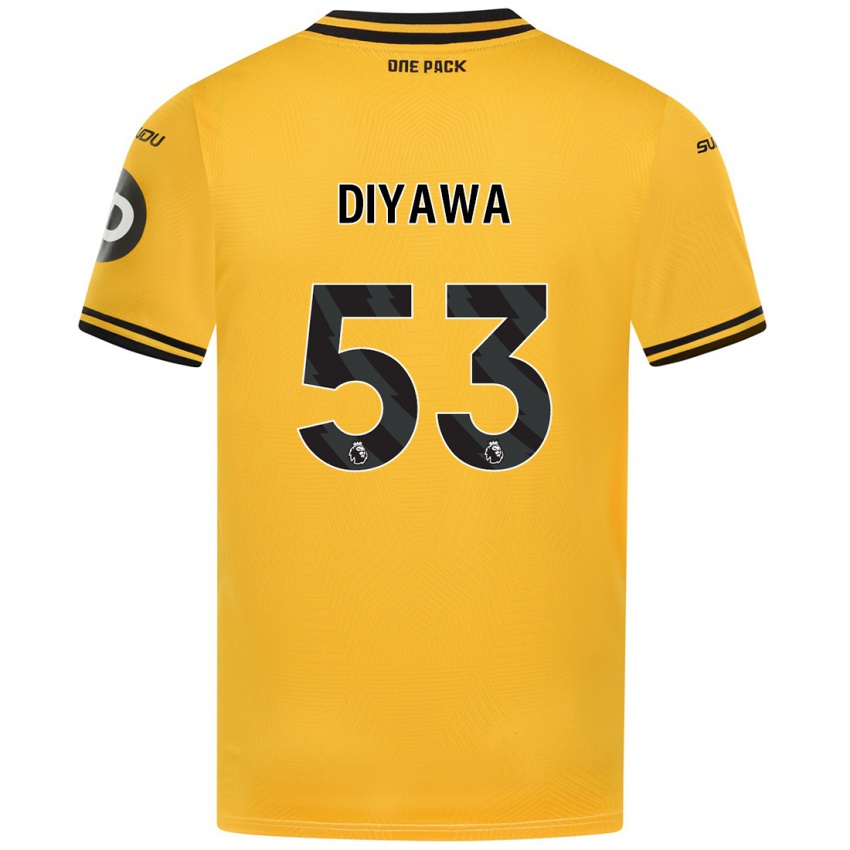 Børn Aaron Keto-Diyawa #53 Gul Hjemmebane Spillertrøjer 2024/25 Trøje T-Shirt