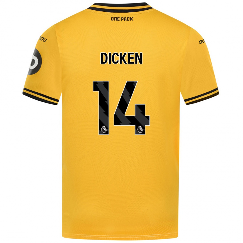 Børn Amy Dicken #14 Gul Hjemmebane Spillertrøjer 2024/25 Trøje T-Shirt