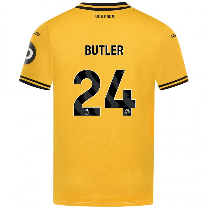 Børn Elli Butler #24 Gul Hjemmebane Spillertrøjer 2024/25 Trøje T-Shirt