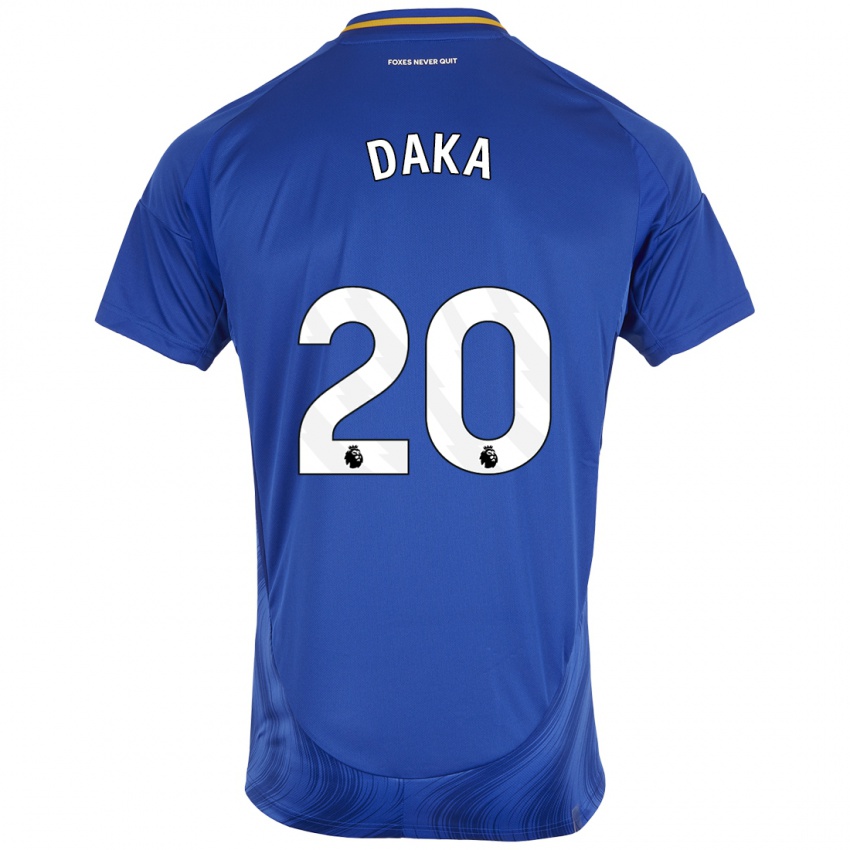 Børn Patson Daka #20 Blå Hvid Hjemmebane Spillertrøjer 2024/25 Trøje T-Shirt