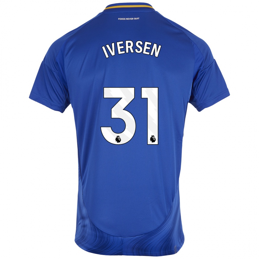 Børn Daniel Iversen #31 Blå Hvid Hjemmebane Spillertrøjer 2024/25 Trøje T-Shirt