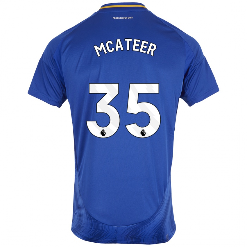 Børn Kasey Mcateer #35 Blå Hvid Hjemmebane Spillertrøjer 2024/25 Trøje T-Shirt