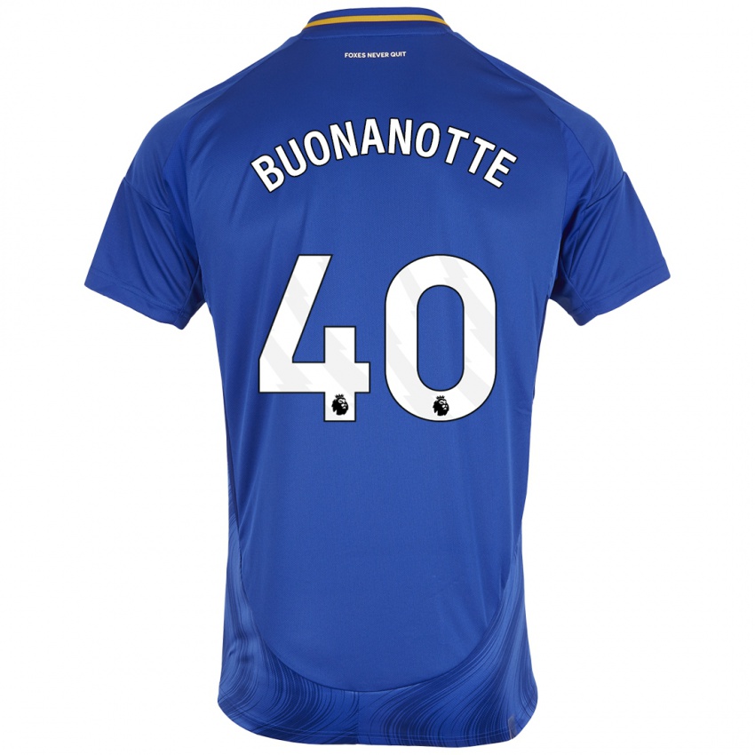 Børn Facundo Buonanotte #40 Blå Hvid Hjemmebane Spillertrøjer 2024/25 Trøje T-Shirt