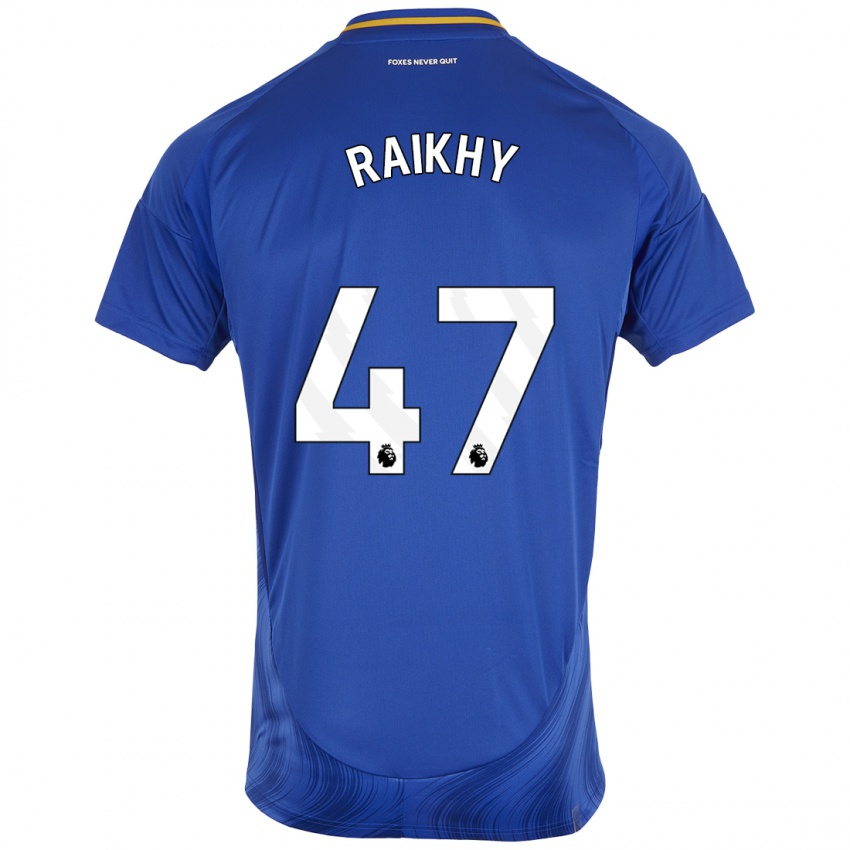 Børn Arjan Raikhy #47 Blå Hvid Hjemmebane Spillertrøjer 2024/25 Trøje T-Shirt