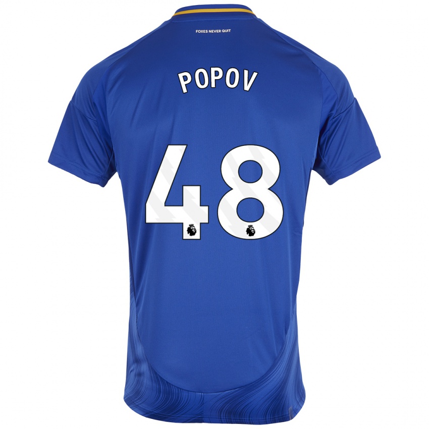 Børn Chris Popov #48 Blå Hvid Hjemmebane Spillertrøjer 2024/25 Trøje T-Shirt