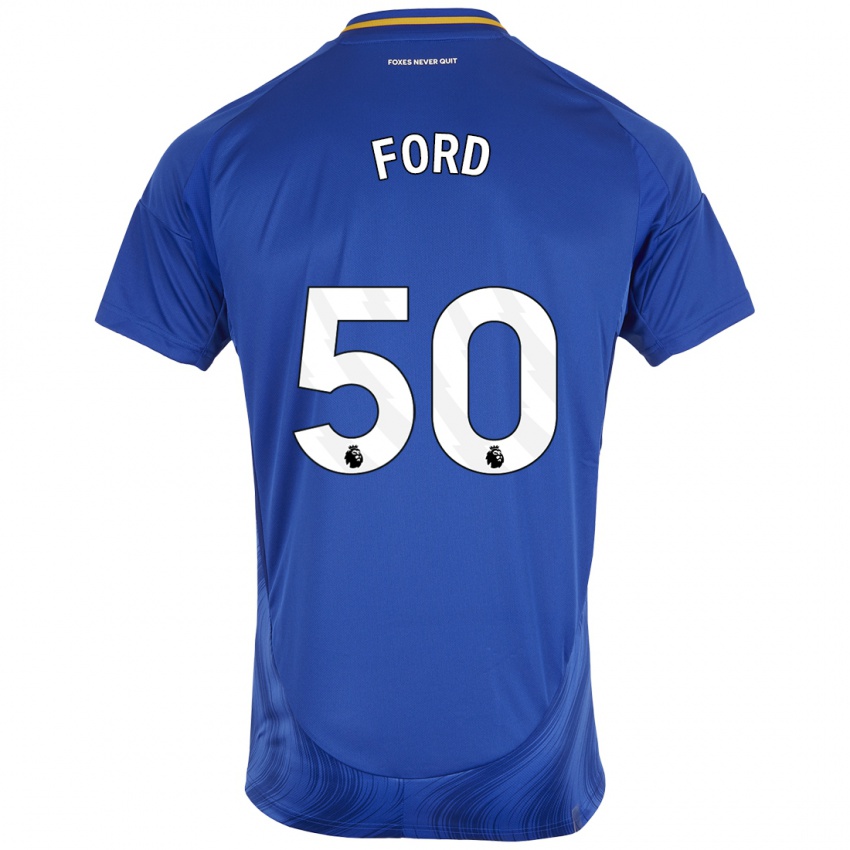 Børn Harvey Godsmark-Ford #50 Blå Hvid Hjemmebane Spillertrøjer 2024/25 Trøje T-Shirt