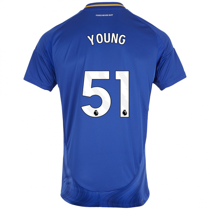 Børn Brad Young #51 Blå Hvid Hjemmebane Spillertrøjer 2024/25 Trøje T-Shirt