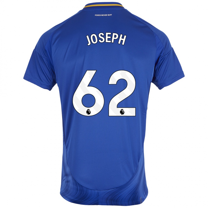 Børn Jayden Joseph #62 Blå Hvid Hjemmebane Spillertrøjer 2024/25 Trøje T-Shirt