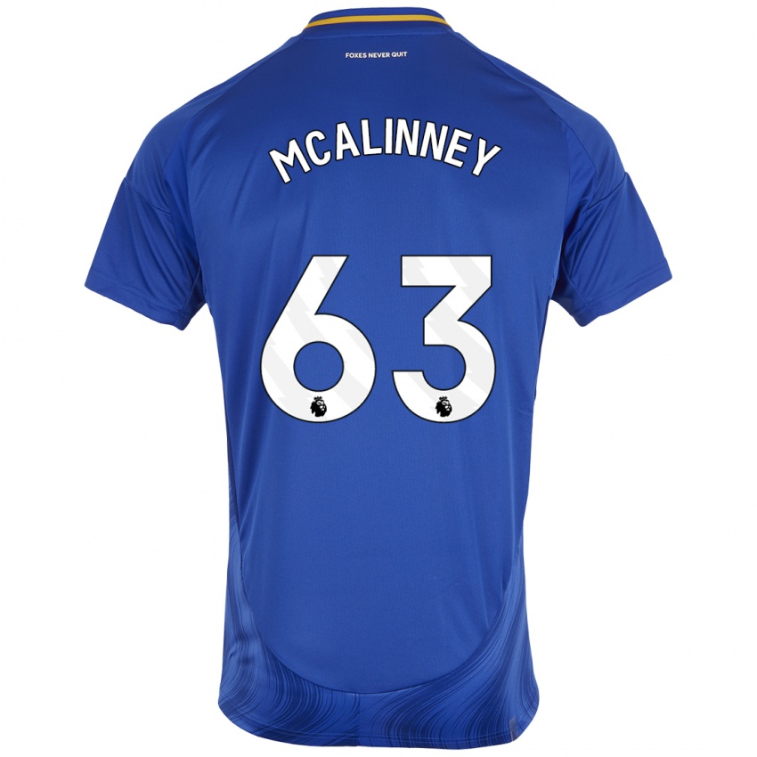 Børn Liam Mcalinney #63 Blå Hvid Hjemmebane Spillertrøjer 2024/25 Trøje T-Shirt