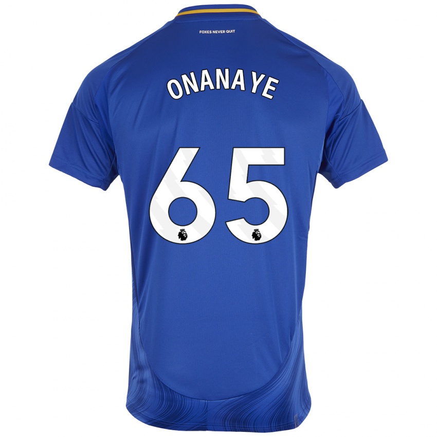 Børn Toby Onanaye #65 Blå Hvid Hjemmebane Spillertrøjer 2024/25 Trøje T-Shirt