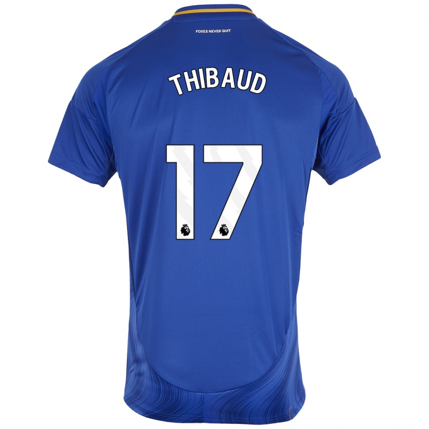 Børn Julie Thibaud #17 Blå Hvid Hjemmebane Spillertrøjer 2024/25 Trøje T-Shirt