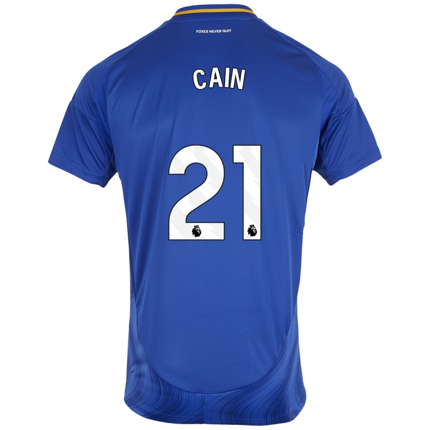 Børn Hannah Cain #21 Blå Hvid Hjemmebane Spillertrøjer 2024/25 Trøje T-Shirt