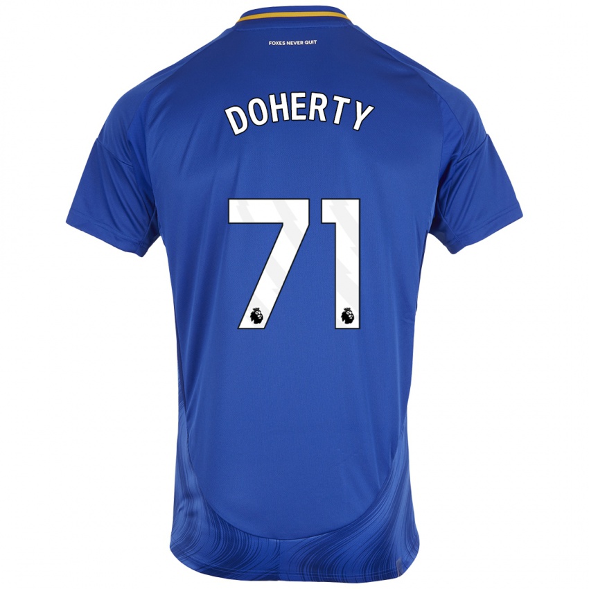 Børn Arlo Doherty #71 Blå Hvid Hjemmebane Spillertrøjer 2024/25 Trøje T-Shirt