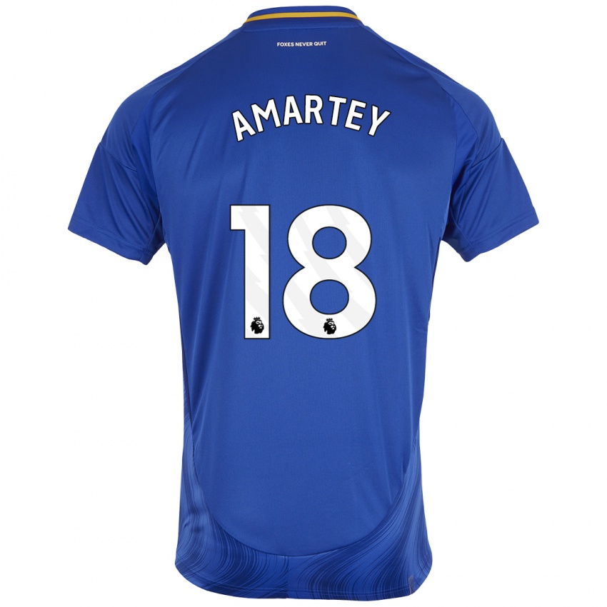 Børn Daniel Amartey #18 Blå Hvid Hjemmebane Spillertrøjer 2024/25 Trøje T-Shirt