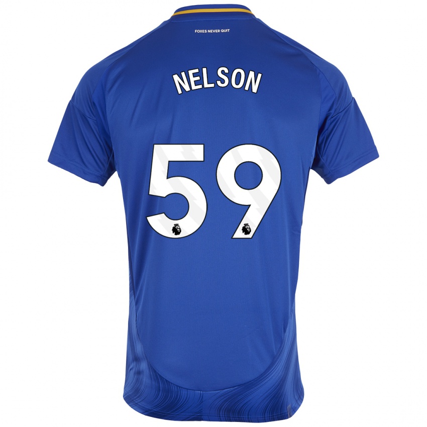 Børn Ronny Nelson #59 Blå Hvid Hjemmebane Spillertrøjer 2024/25 Trøje T-Shirt