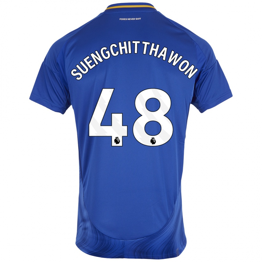 Børn Thanawat Suengchitthawon #48 Blå Hvid Hjemmebane Spillertrøjer 2024/25 Trøje T-Shirt