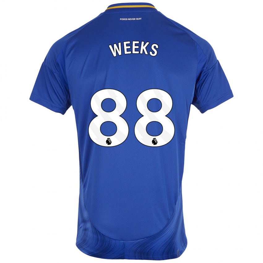 Børn Tyler Weeks #88 Blå Hvid Hjemmebane Spillertrøjer 2024/25 Trøje T-Shirt