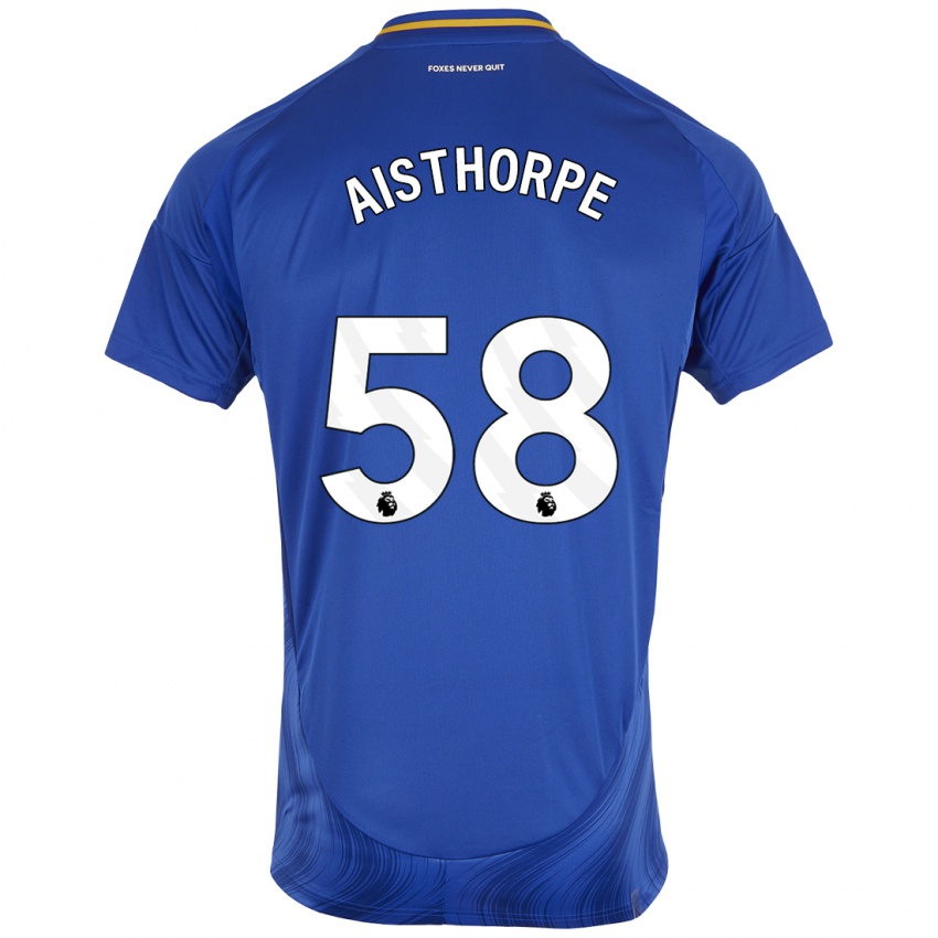 Børn Bailey Aisthorpe #58 Blå Hvid Hjemmebane Spillertrøjer 2024/25 Trøje T-Shirt