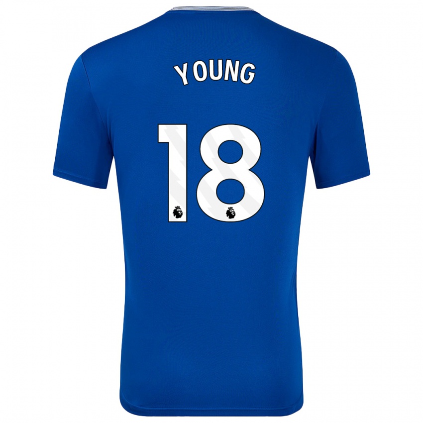 Børn Ashley Young #18 Blå Med Hjemmebane Spillertrøjer 2024/25 Trøje T-Shirt