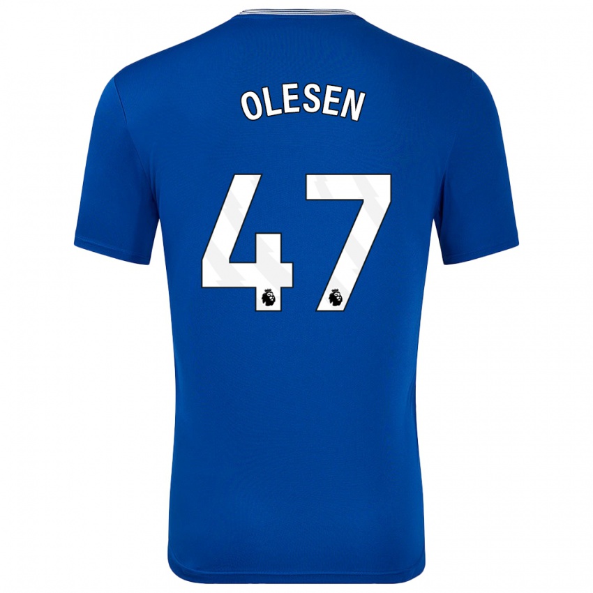 Børn Karoline Olesen #47 Blå Med Hjemmebane Spillertrøjer 2024/25 Trøje T-Shirt