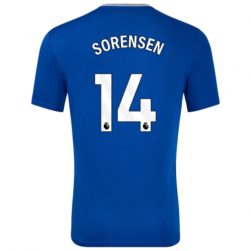 Børn Nicoline Sorensen #14 Blå Med Hjemmebane Spillertrøjer 2024/25 Trøje T-Shirt