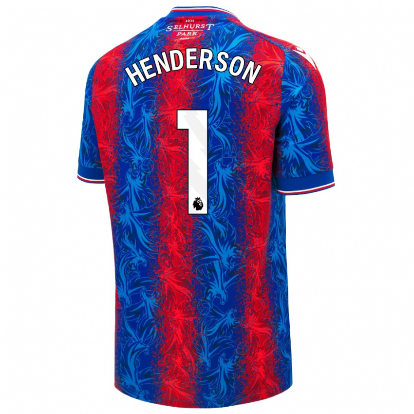 Børn Dean Henderson #1 Røde Blå Striber Hjemmebane Spillertrøjer 2024/25 Trøje T-Shirt