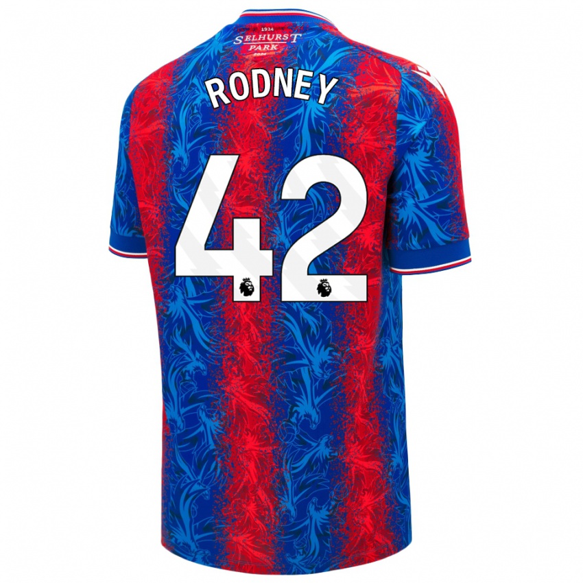 Børn Kaden Rodney #42 Røde Blå Striber Hjemmebane Spillertrøjer 2024/25 Trøje T-Shirt