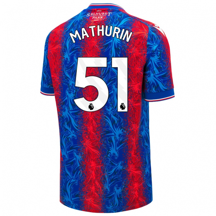 Børn Roshaun Mathurin #51 Røde Blå Striber Hjemmebane Spillertrøjer 2024/25 Trøje T-Shirt