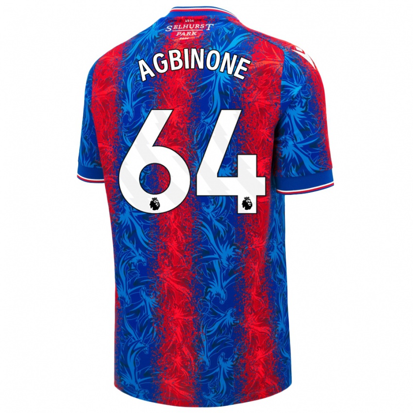 Børn Asher Agbinone #64 Røde Blå Striber Hjemmebane Spillertrøjer 2024/25 Trøje T-Shirt