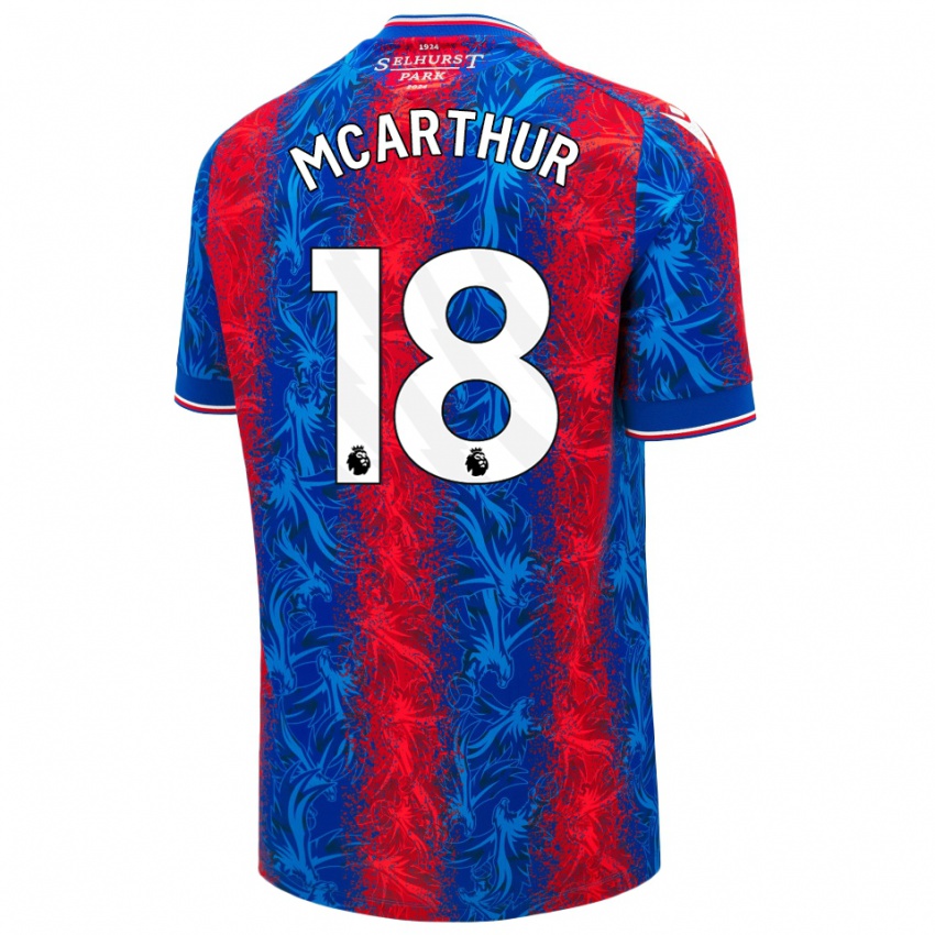 Børn James Mcarthur #18 Røde Blå Striber Hjemmebane Spillertrøjer 2024/25 Trøje T-Shirt