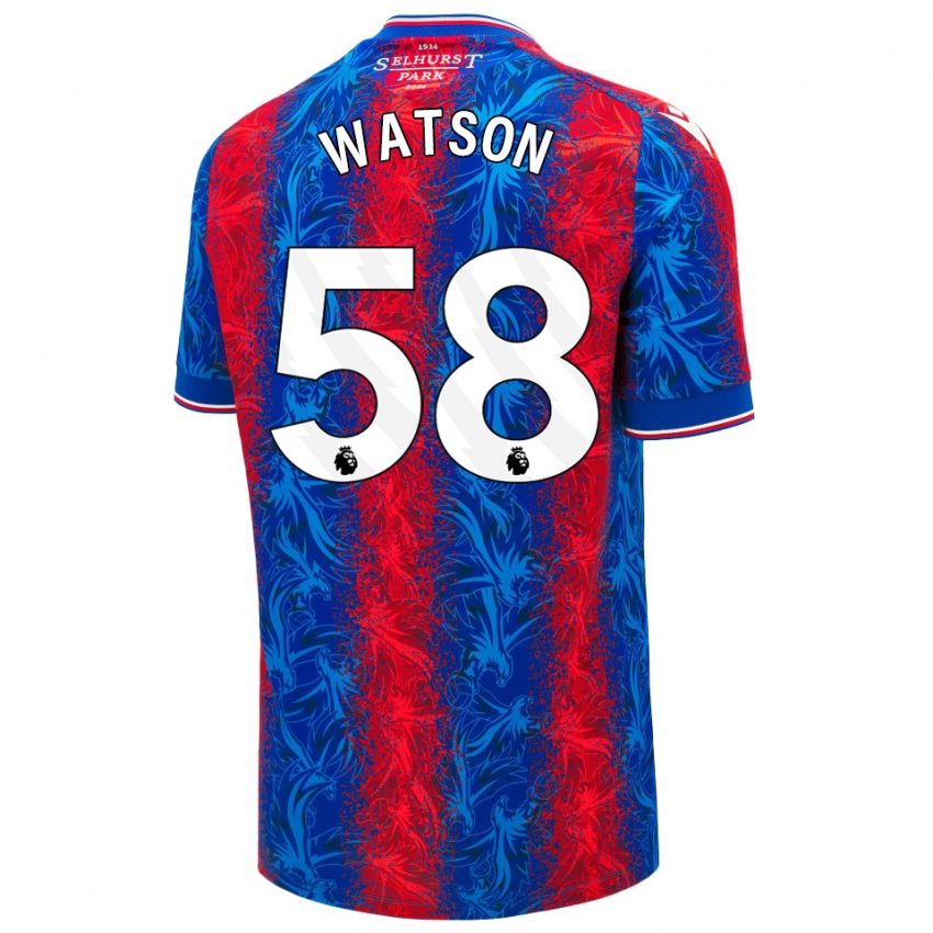 Børn Noah Watson #58 Røde Blå Striber Hjemmebane Spillertrøjer 2024/25 Trøje T-Shirt