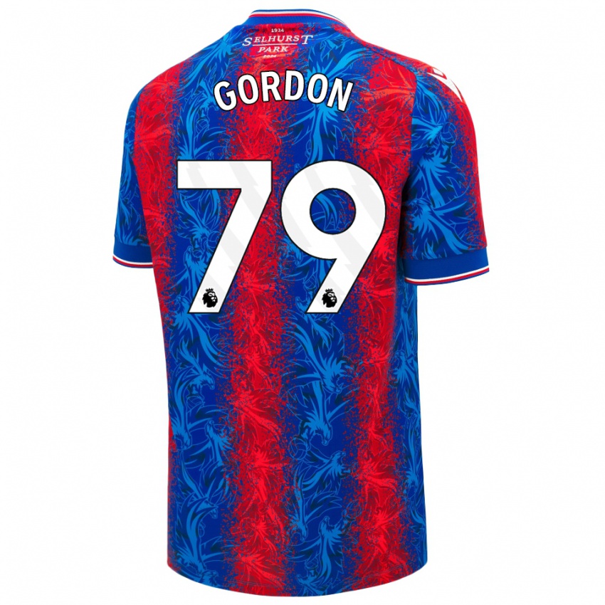 Børn John-Kymani Gordon #79 Røde Blå Striber Hjemmebane Spillertrøjer 2024/25 Trøje T-Shirt