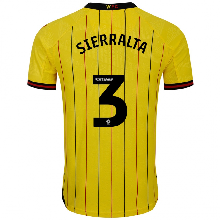 Børn Francisco Sierralta #3 Gul Sort Hjemmebane Spillertrøjer 2024/25 Trøje T-Shirt