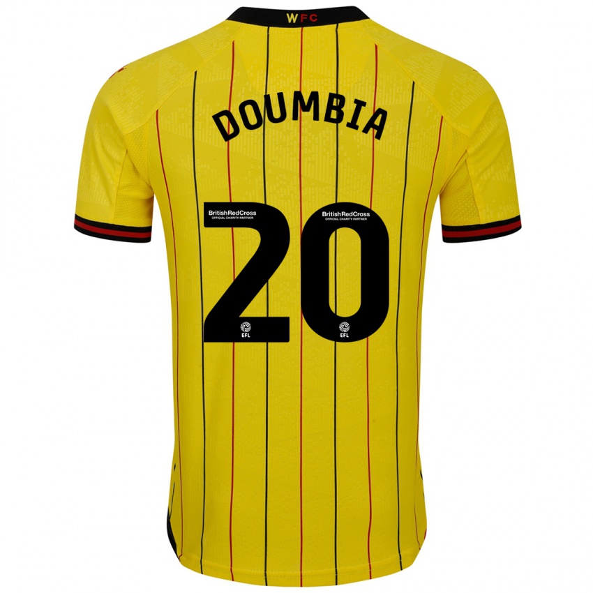 Børn Mamadou Doumbia #20 Gul Sort Hjemmebane Spillertrøjer 2024/25 Trøje T-Shirt