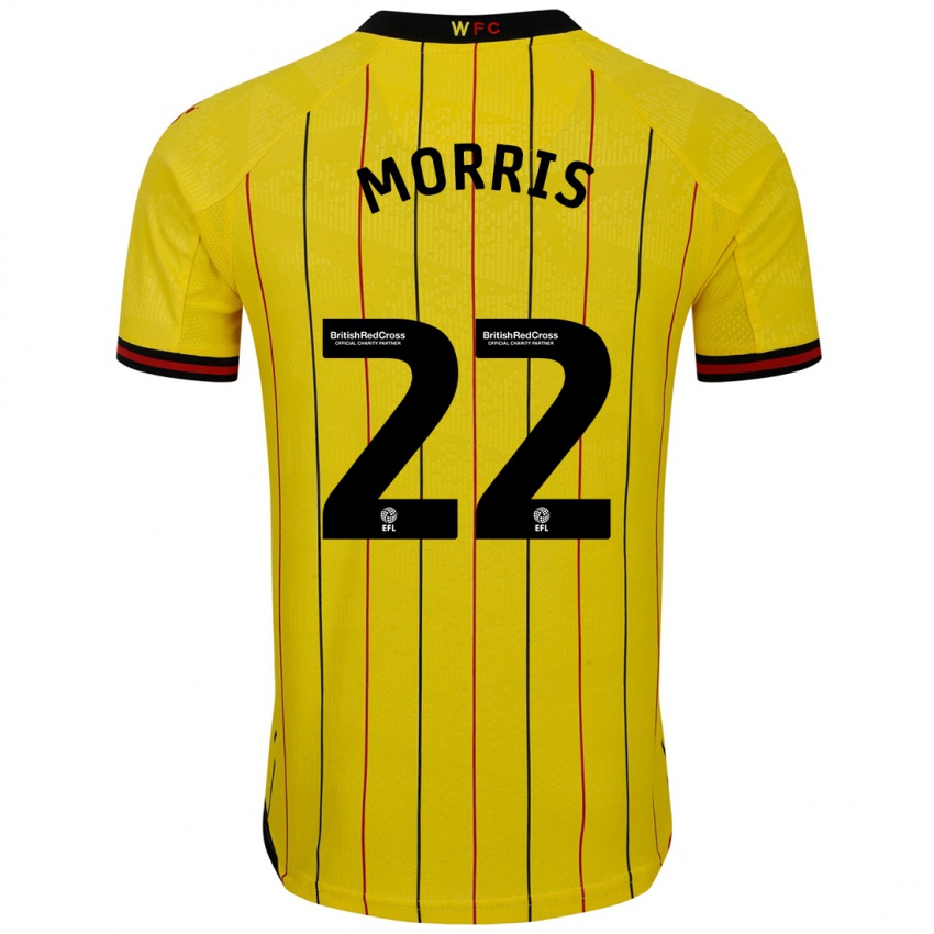 Børn James Morris #22 Gul Sort Hjemmebane Spillertrøjer 2024/25 Trøje T-Shirt