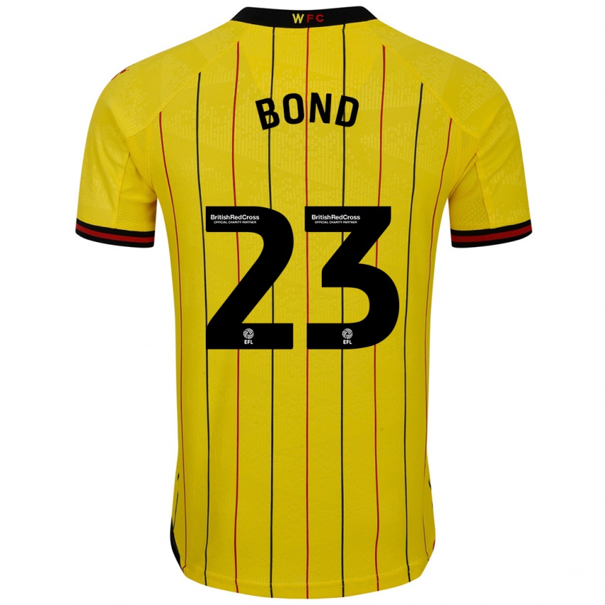 Børn Jonathan Bond #23 Gul Sort Hjemmebane Spillertrøjer 2024/25 Trøje T-Shirt