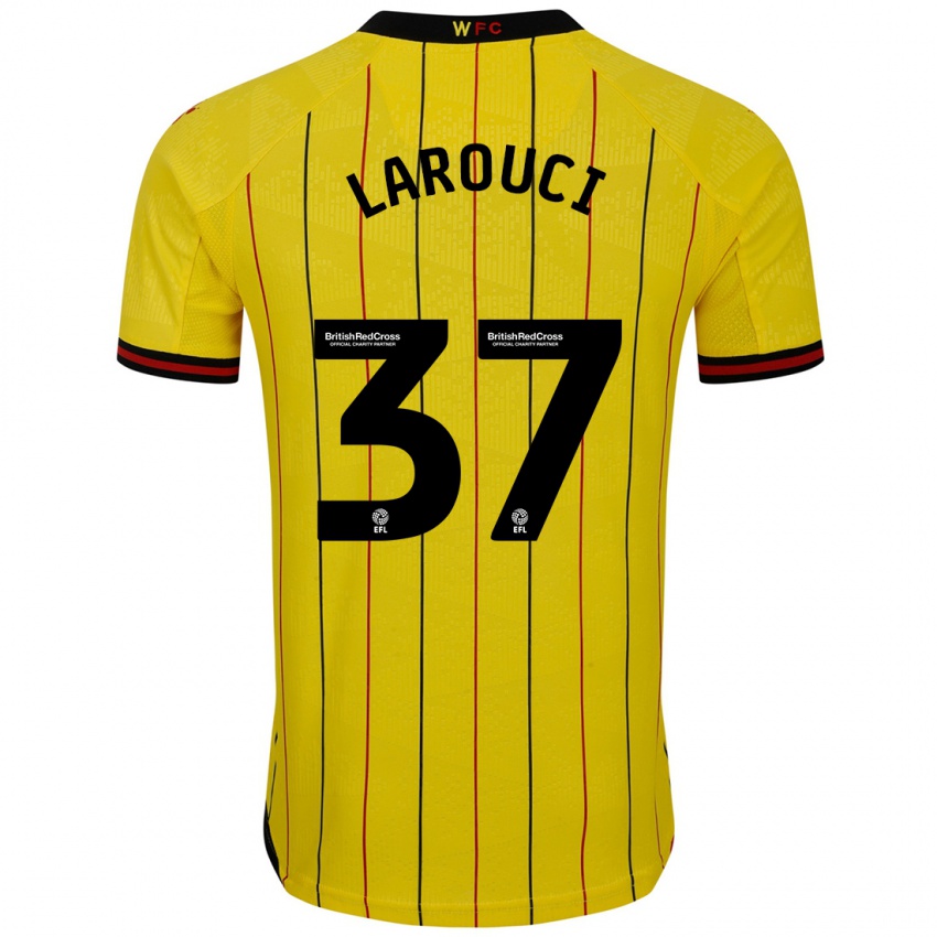 Børn Yasser Larouci #37 Gul Sort Hjemmebane Spillertrøjer 2024/25 Trøje T-Shirt