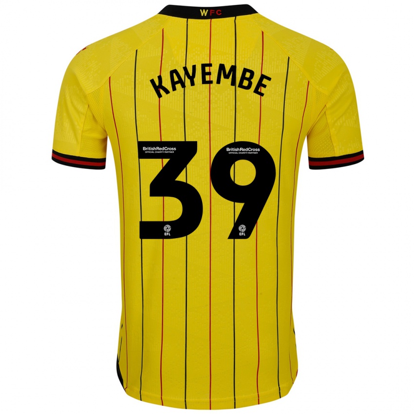 Børn Edo Kayembe #39 Gul Sort Hjemmebane Spillertrøjer 2024/25 Trøje T-Shirt