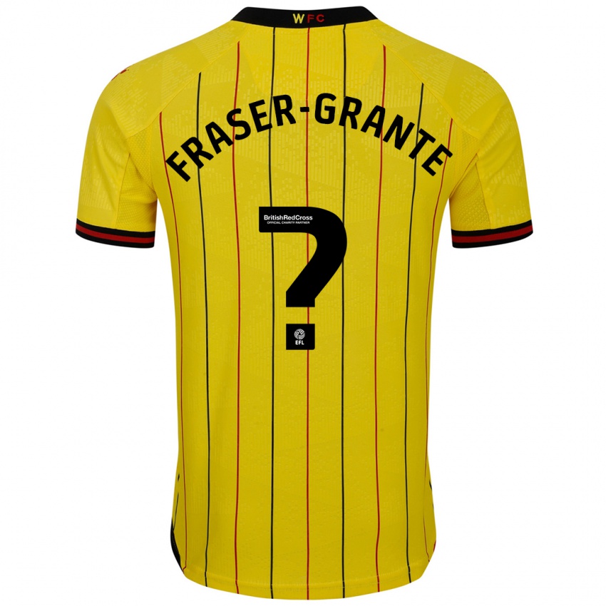 Børn Zak Fraser-Grante #0 Gul Sort Hjemmebane Spillertrøjer 2024/25 Trøje T-Shirt