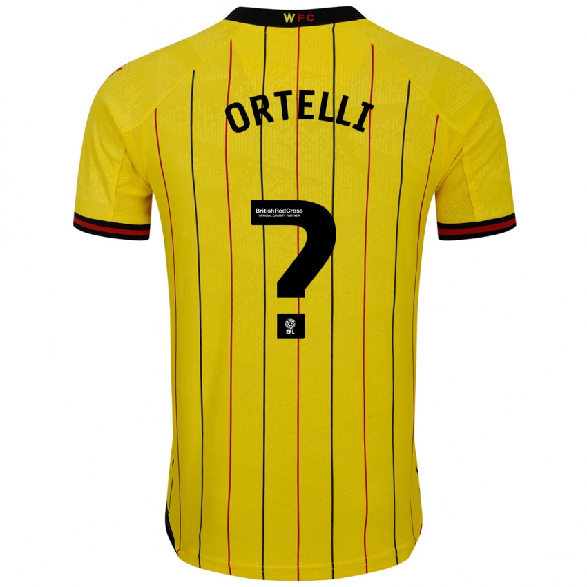 Børn Gabriel Ortelli #0 Gul Sort Hjemmebane Spillertrøjer 2024/25 Trøje T-Shirt