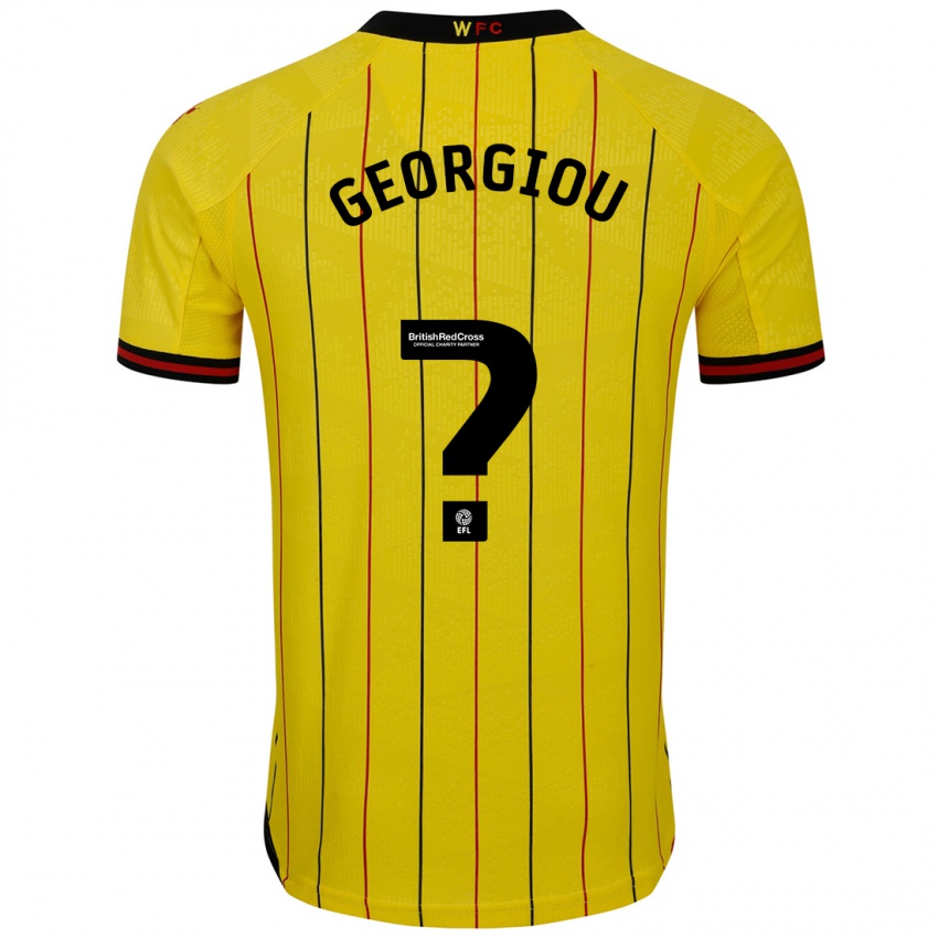 Børn Thomas Georgiou #0 Gul Sort Hjemmebane Spillertrøjer 2024/25 Trøje T-Shirt