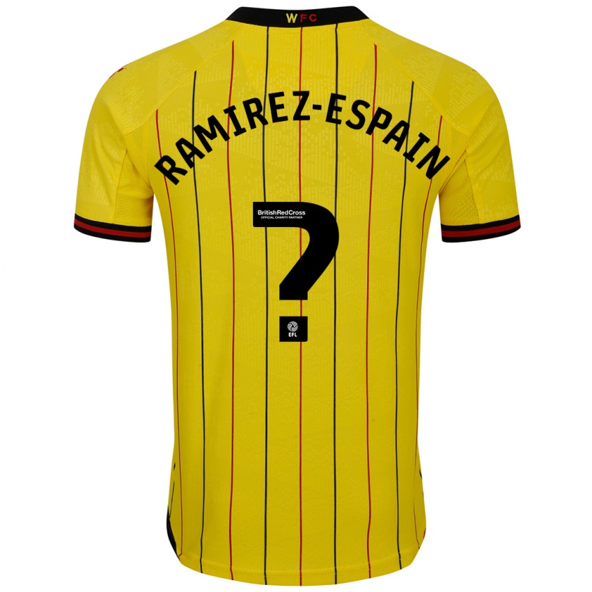 Børn Leo Ramirez-Espain #0 Gul Sort Hjemmebane Spillertrøjer 2024/25 Trøje T-Shirt