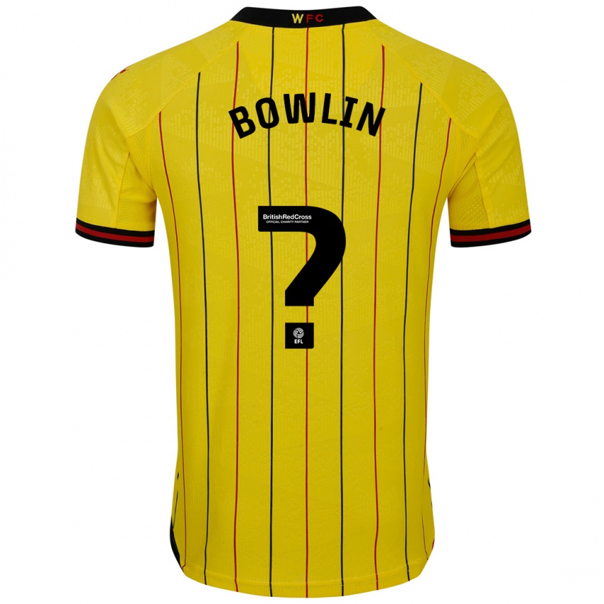 Børn Amani Bowlin #0 Gul Sort Hjemmebane Spillertrøjer 2024/25 Trøje T-Shirt