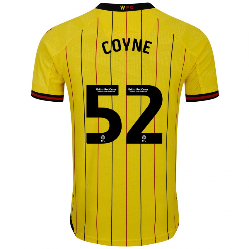 Børn Aidan Coyne #52 Gul Sort Hjemmebane Spillertrøjer 2024/25 Trøje T-Shirt