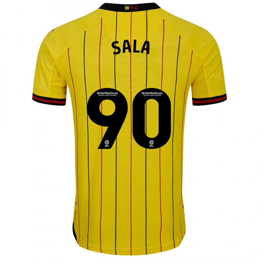 Børn Joel Sala #90 Gul Sort Hjemmebane Spillertrøjer 2024/25 Trøje T-Shirt