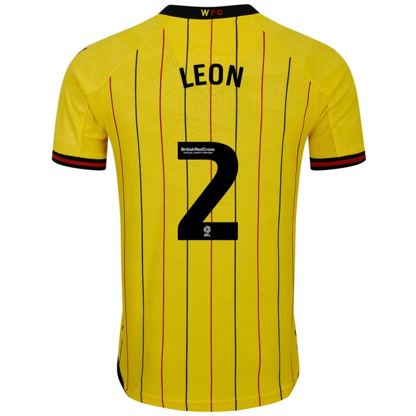 Børn Lucía León #2 Gul Sort Hjemmebane Spillertrøjer 2024/25 Trøje T-Shirt